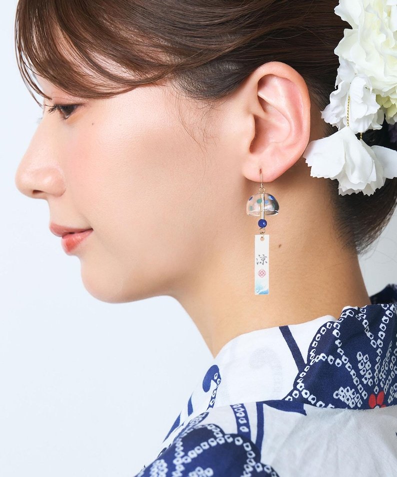 Glass & Fan Wind Chime Earrings